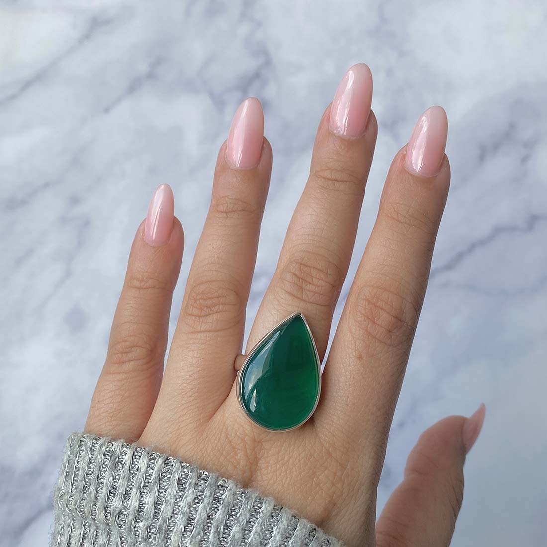 Green Onyx Adjustable Ring-(GRO-R-21.)