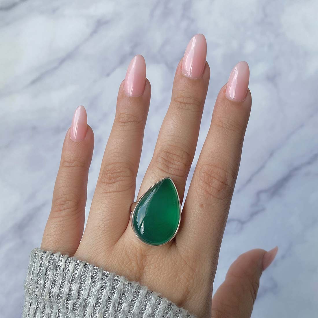 Green Onyx Adjustable Ring-(GRO-R-22.)