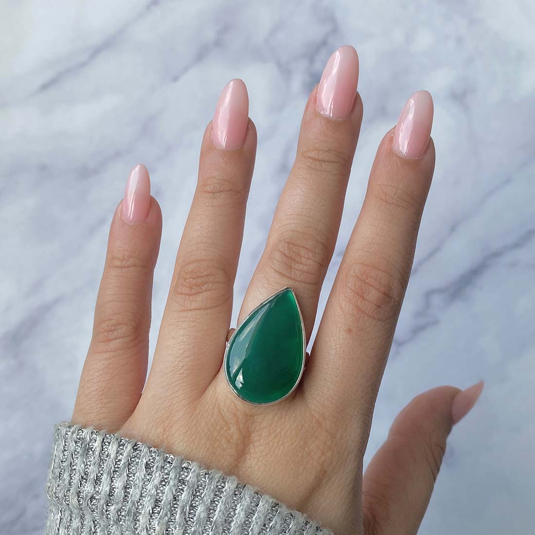 Green Onyx Adjustable Ring-(GRO-R-23.)