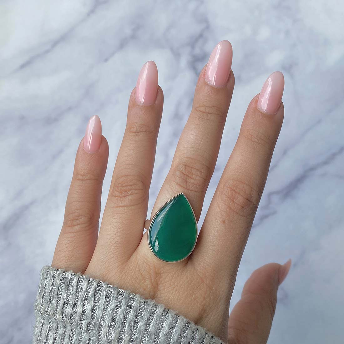 Green Onyx Adjustable Ring-(GRO-R-24.)