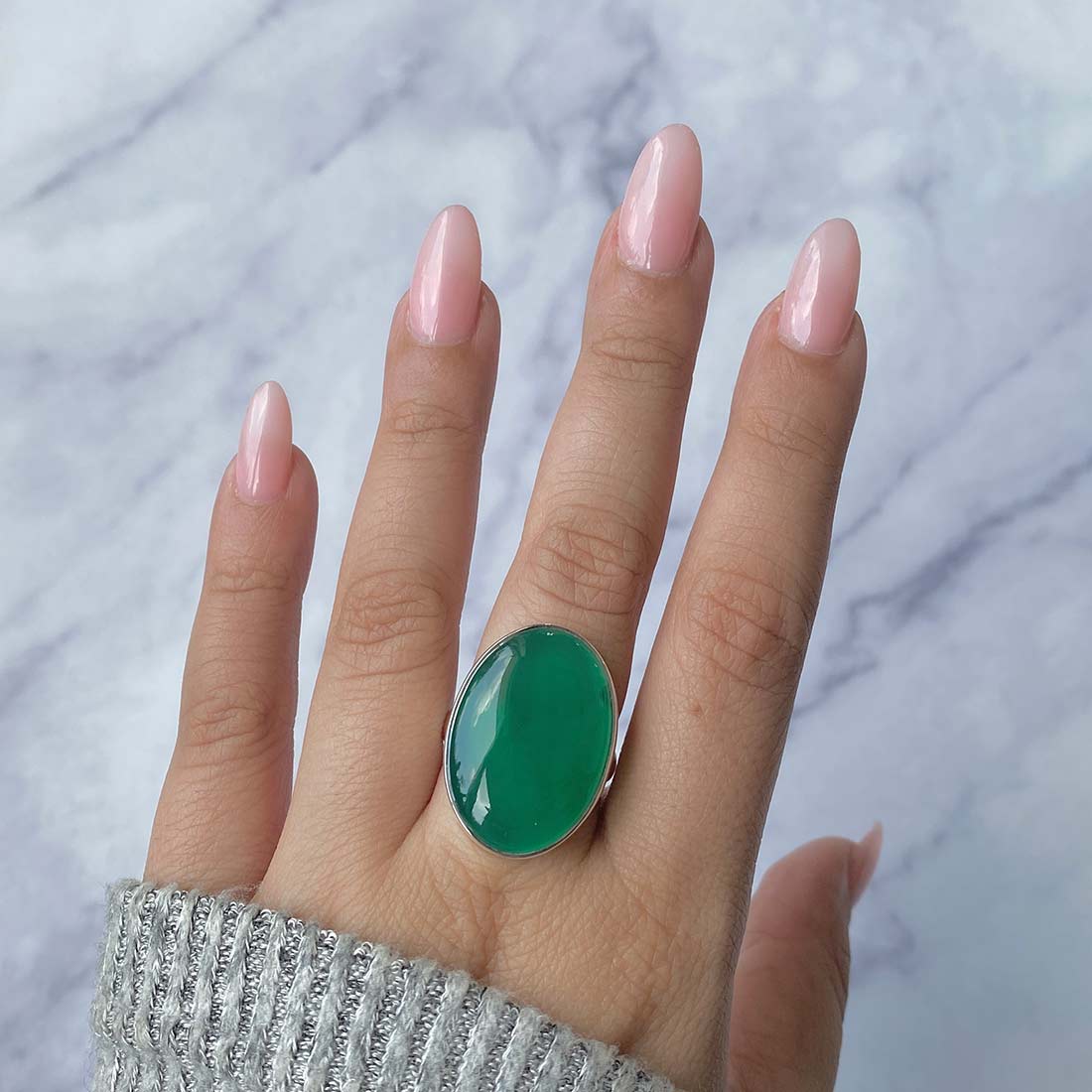 Green Onyx Adjustable Ring-(GRO-R-27.)