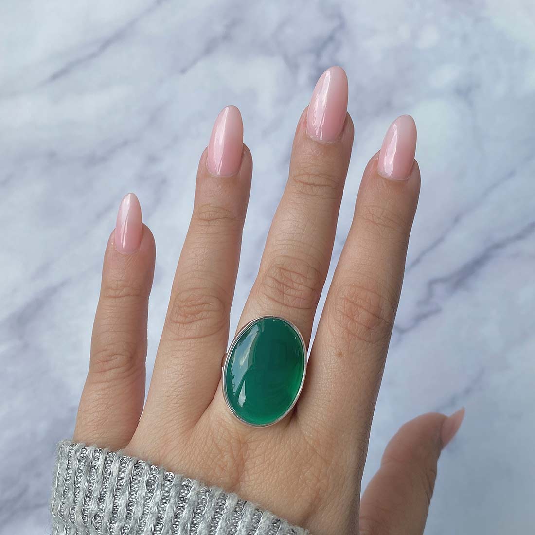 Green Onyx Adjustable Ring-(GRO-R-28.)