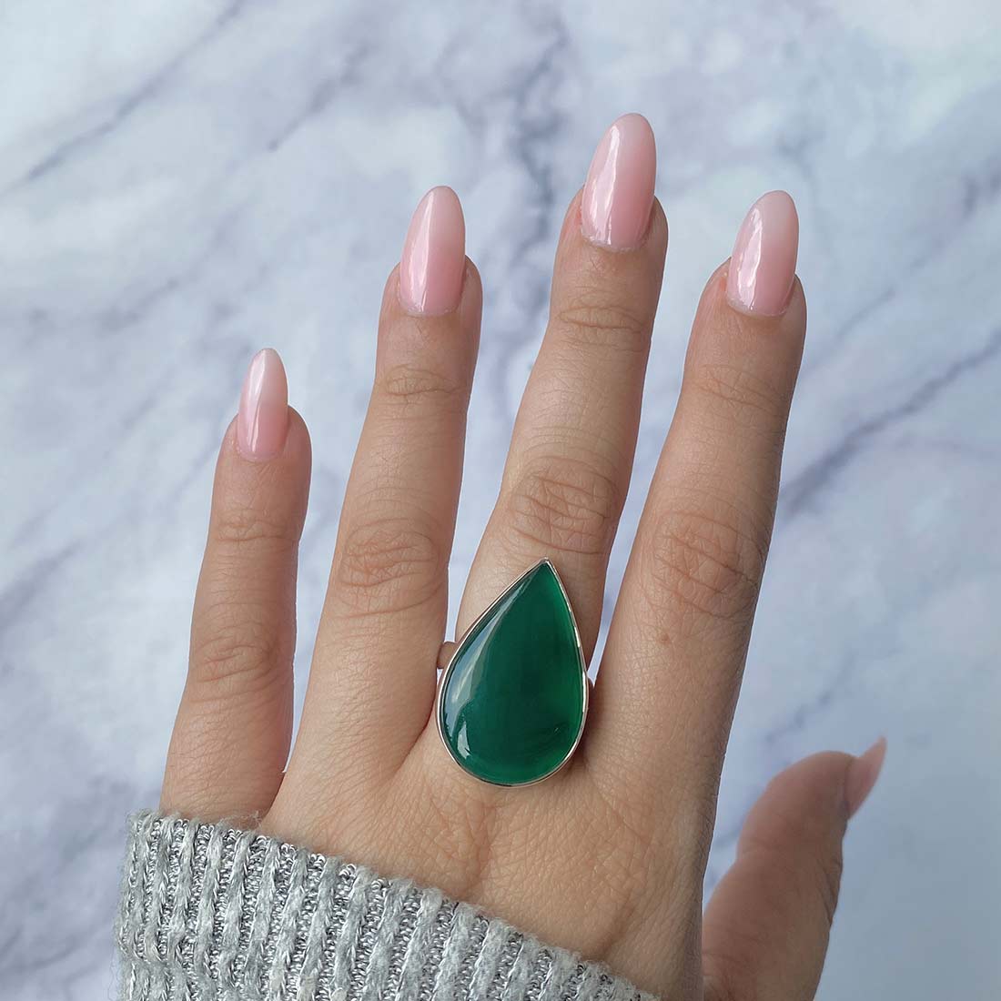 Green Onyx Adjustable Ring-(GRO-R-29.)