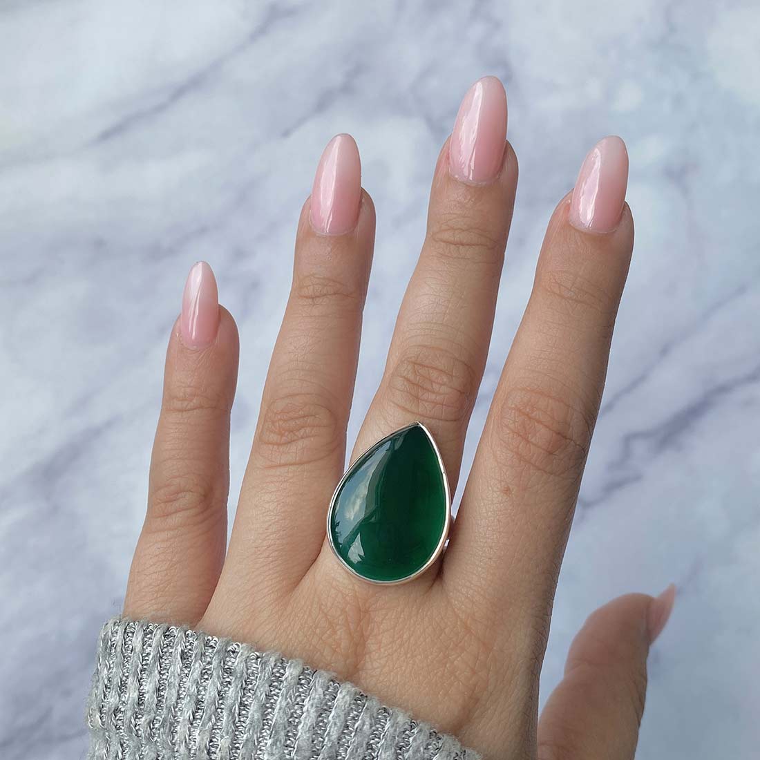 Green Onyx Adjustable Ring-(GRO-R-30.)