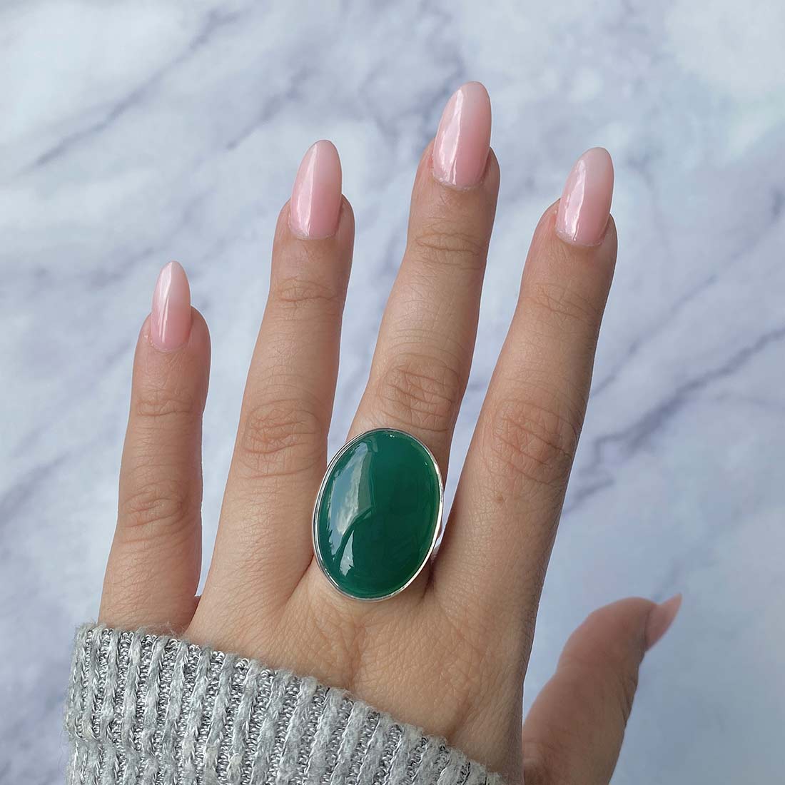 Green Onyx Adjustable Ring-(GRO-R-32.)