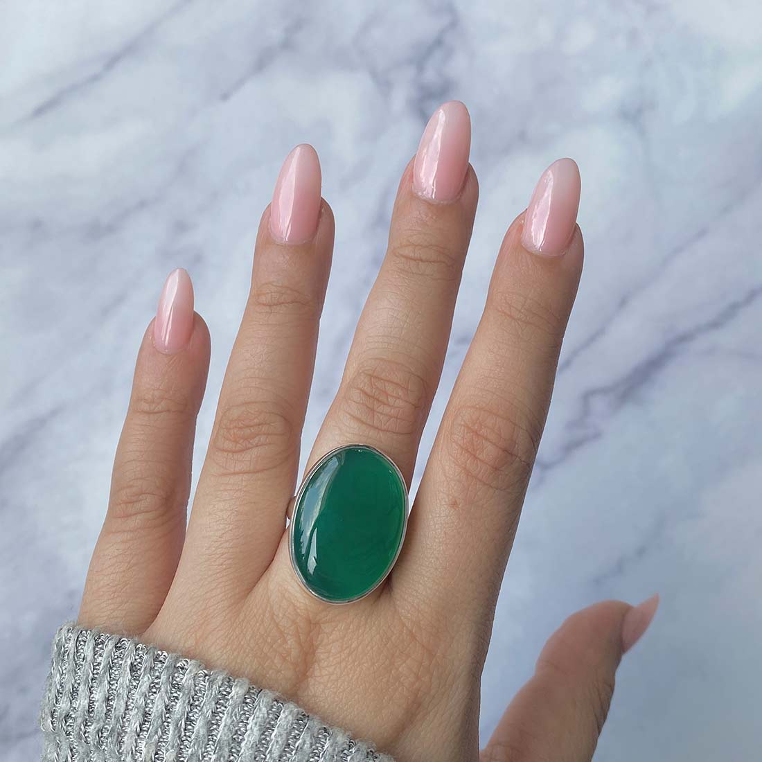 Green Onyx Adjustable Ring-(GRO-R-33.)