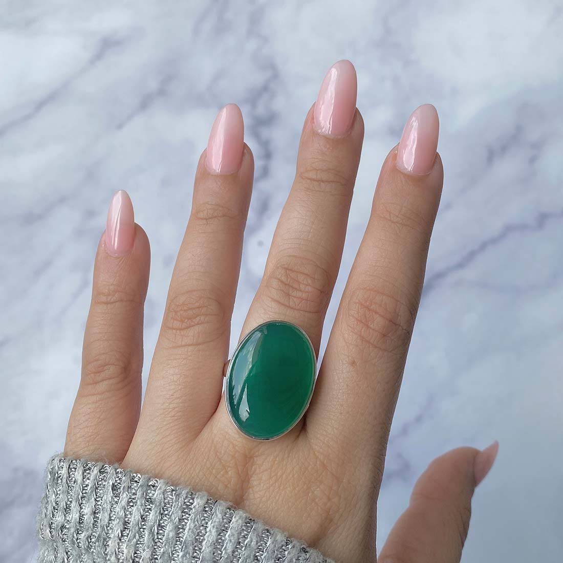 Green Onyx Adjustable Ring-(GRO-R-35.)