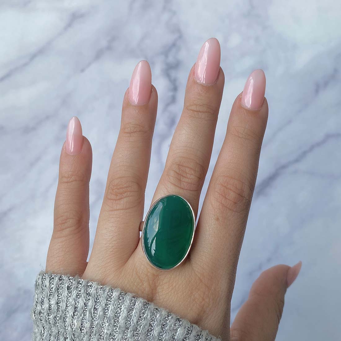 Green Onyx Adjustable Ring-(GRO-R-36.)