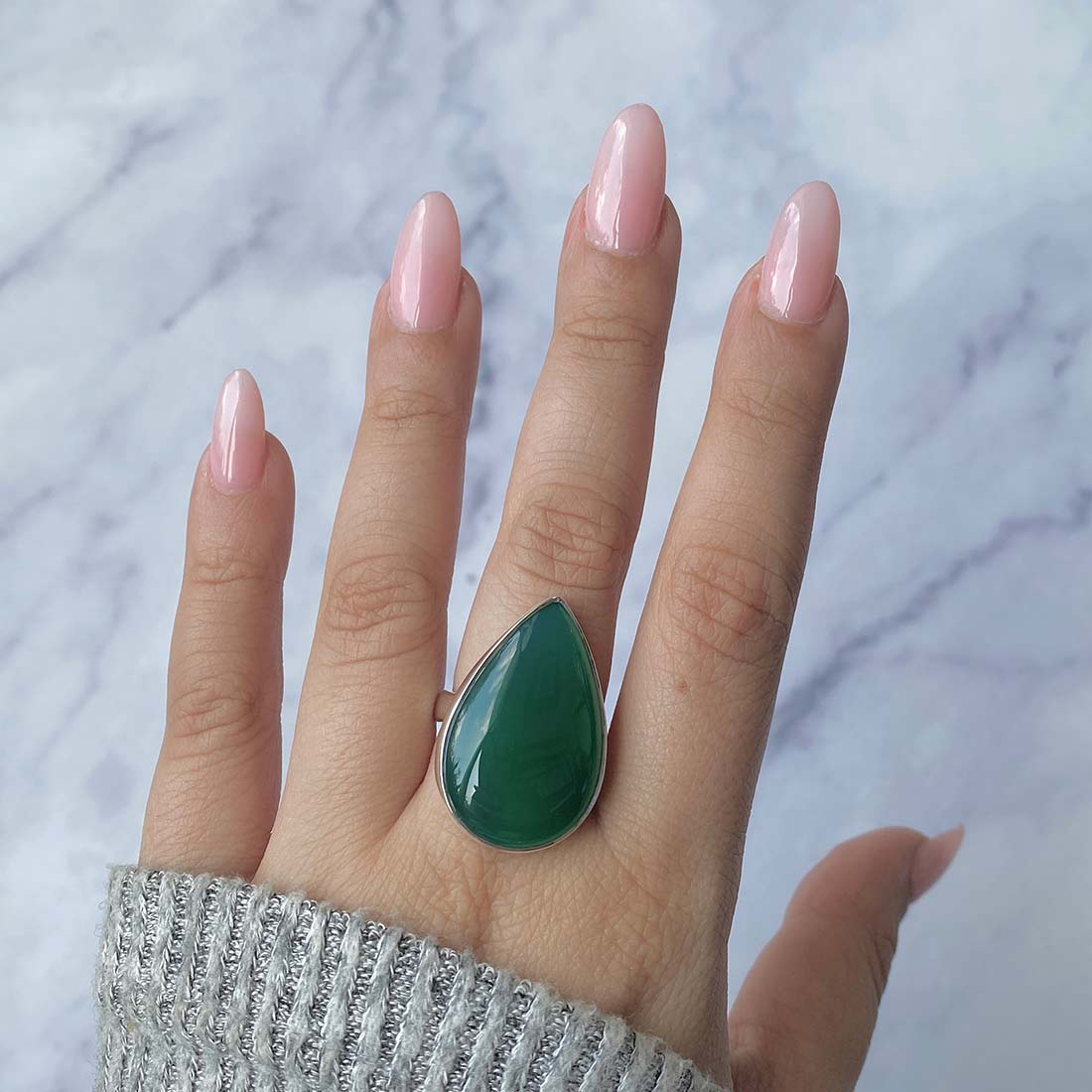 Green Onyx Adjustable Ring-(GRO-R-5.)