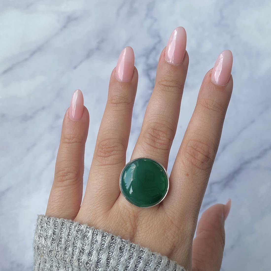 Green Onyx Adjustable Ring-(GRO-R-6.)