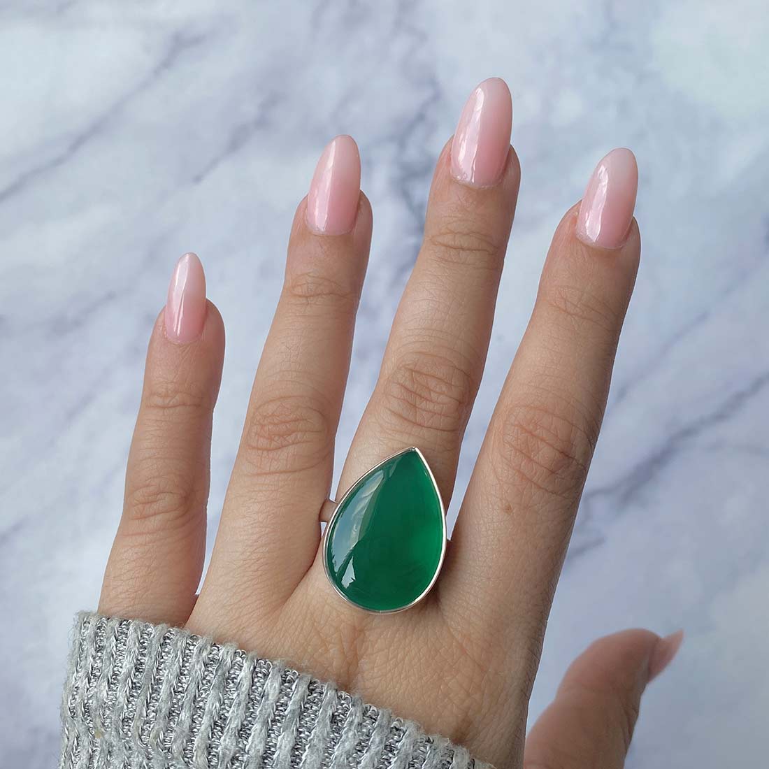 Green Onyx Adjustable Ring-(GRO-R-7.)