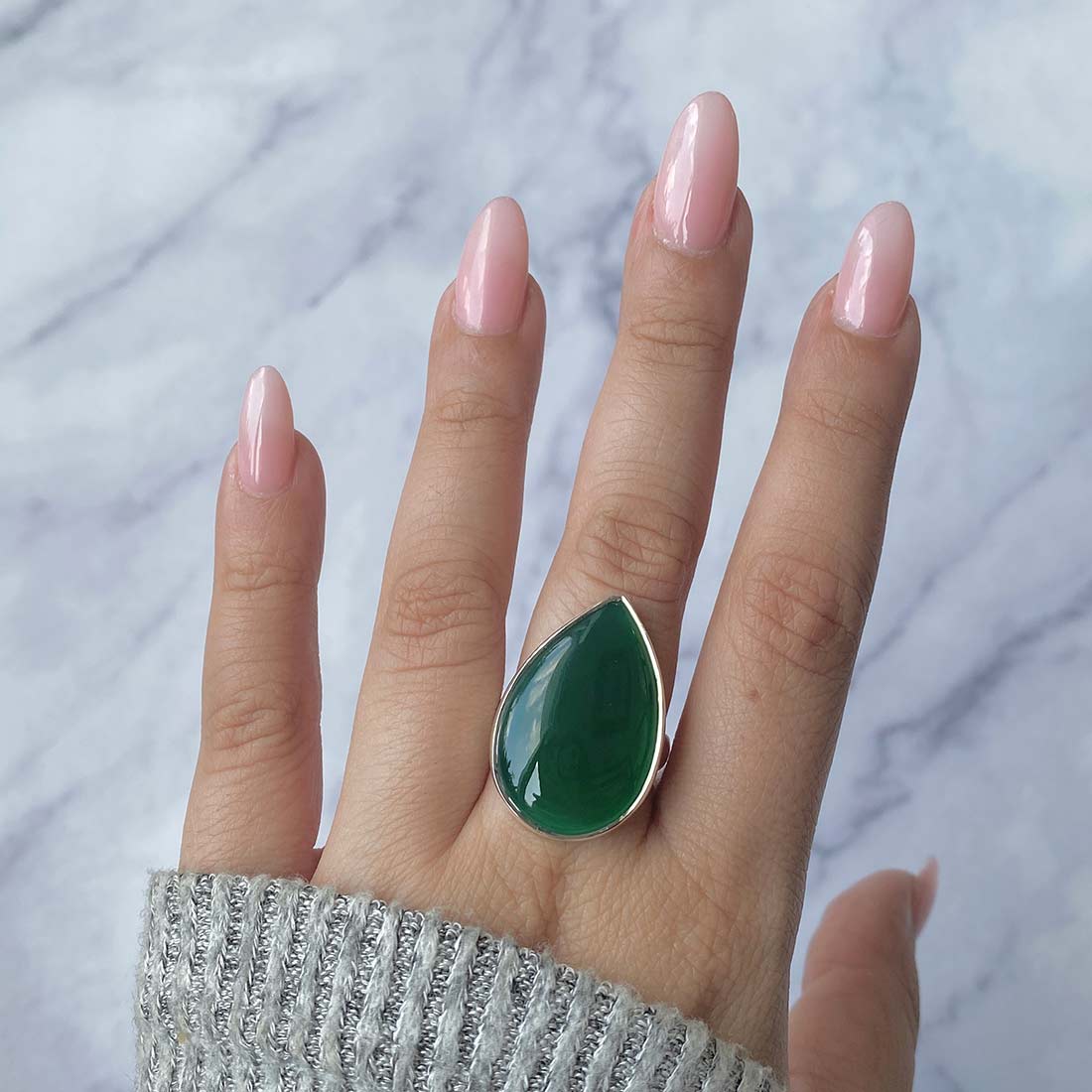 Green Onyx Adjustable Ring-(GRO-R-8.)