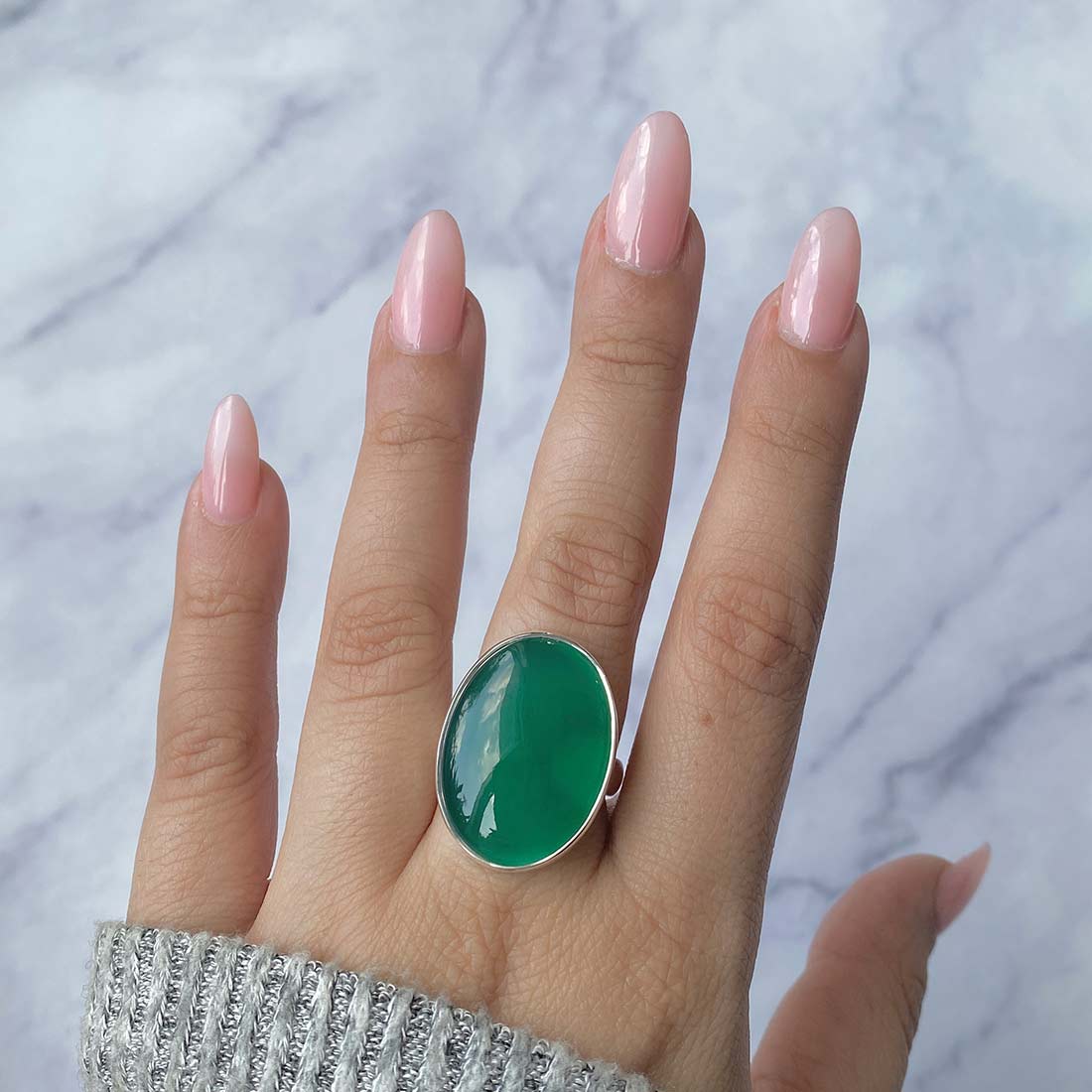 Green Onyx Adjustable Ring-(GRO-R-9.)