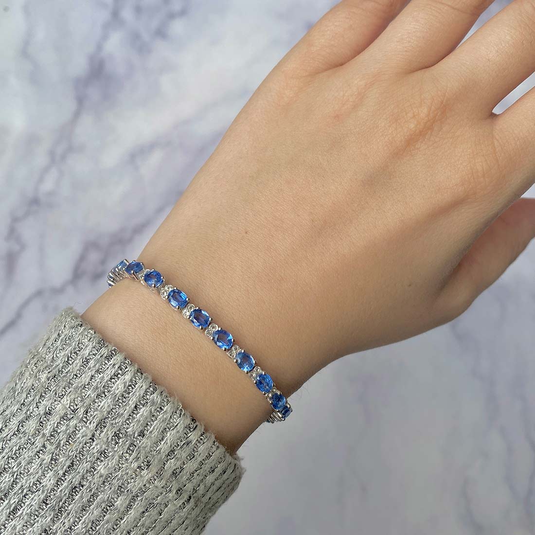 Kyanite & White Topaz Bracelet-(KYN-SB-112-B.)