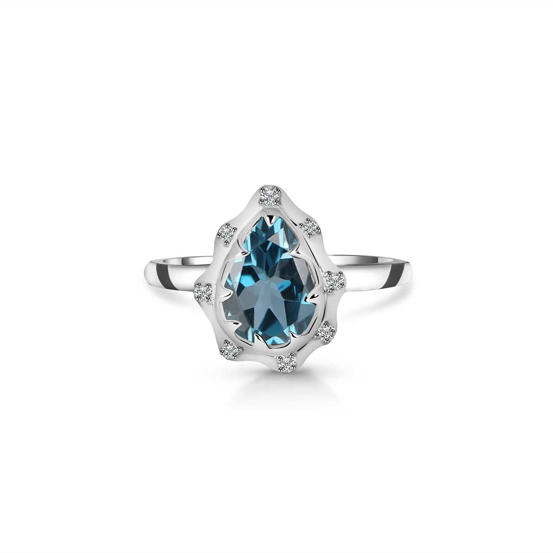 London Blue Topaz Ring-(LBTZ-SR-369-W.)