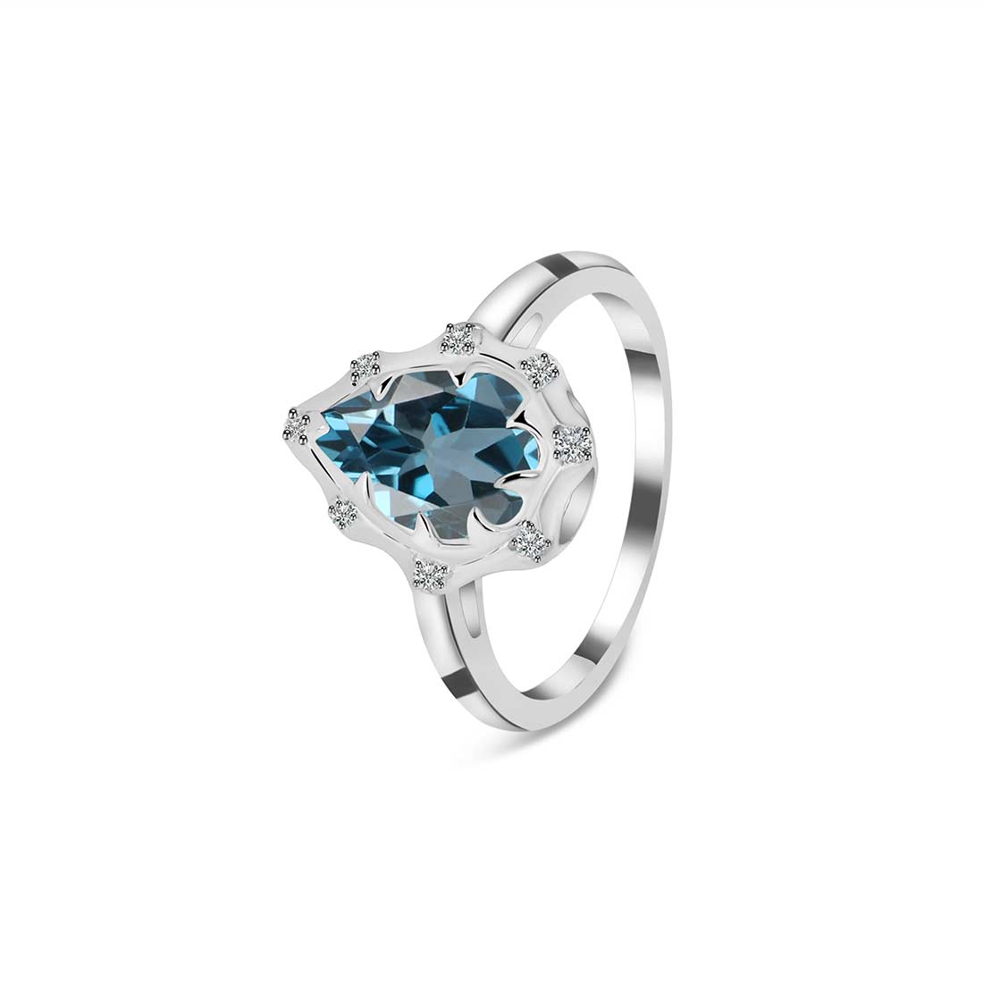 London Blue Topaz Ring-(LBTZ-SR-369-W.)