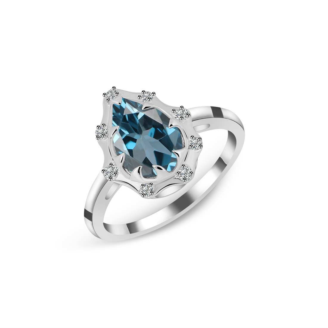 London Blue Topaz Ring-(LBTZ-SR-369-W.)