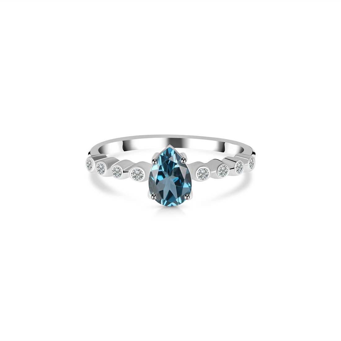 London Blue Topaz Ring-(LBTZ-SR-419D-W.)