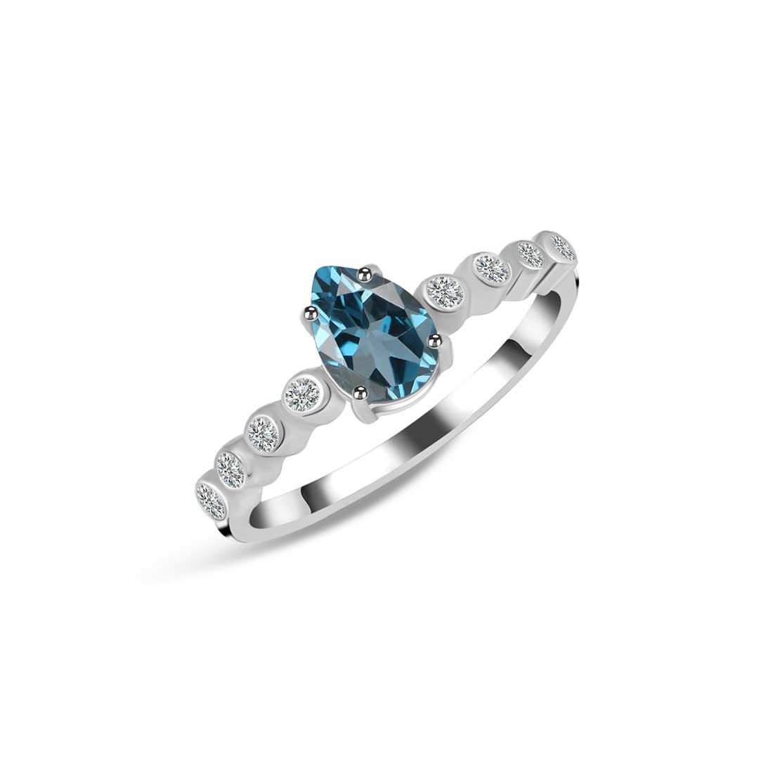 London Blue Topaz Ring-(LBTZ-SR-419D-W.)