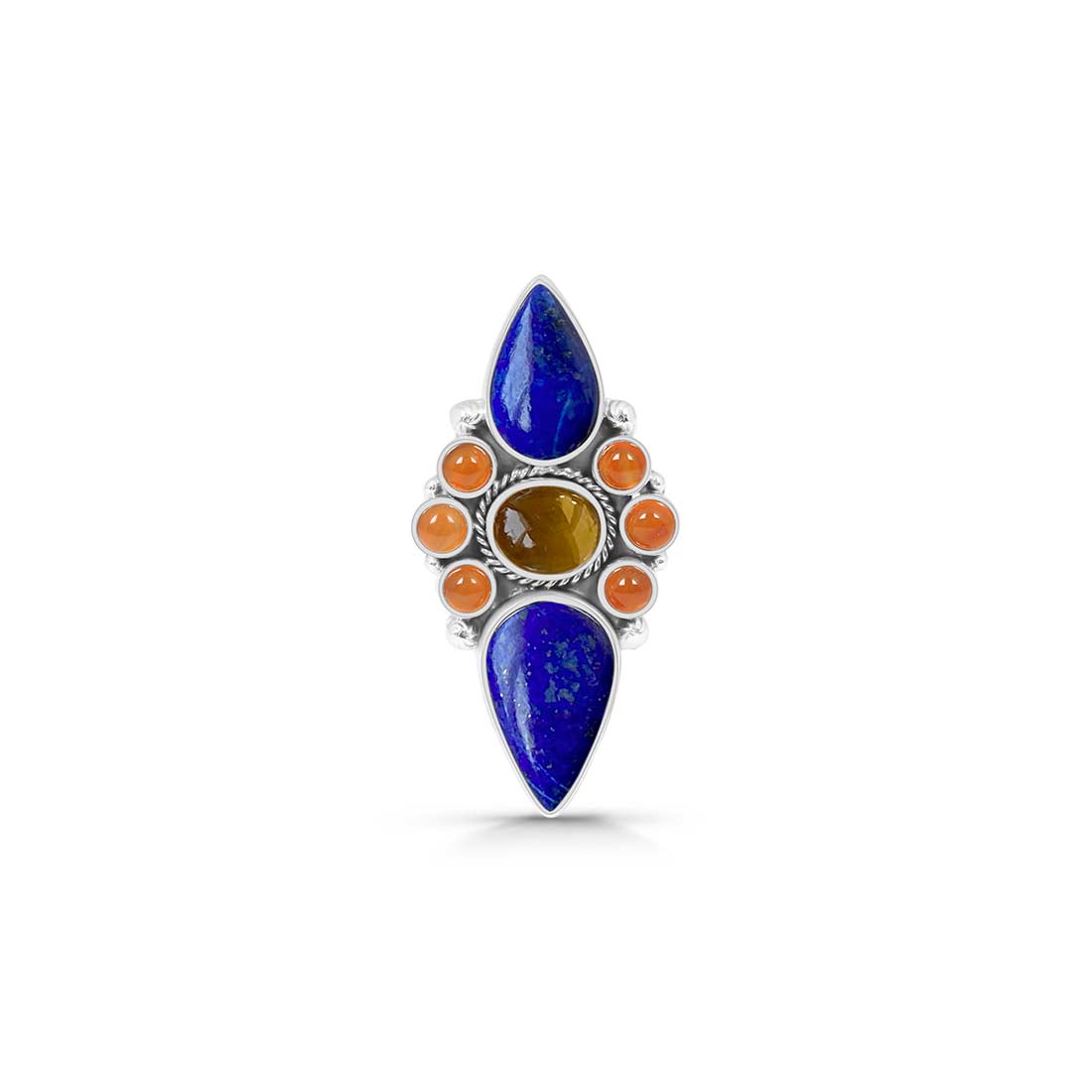 Lapis Lazuli Citrine Carnelian Adjustable Ring-(LLP-CLS-11.)