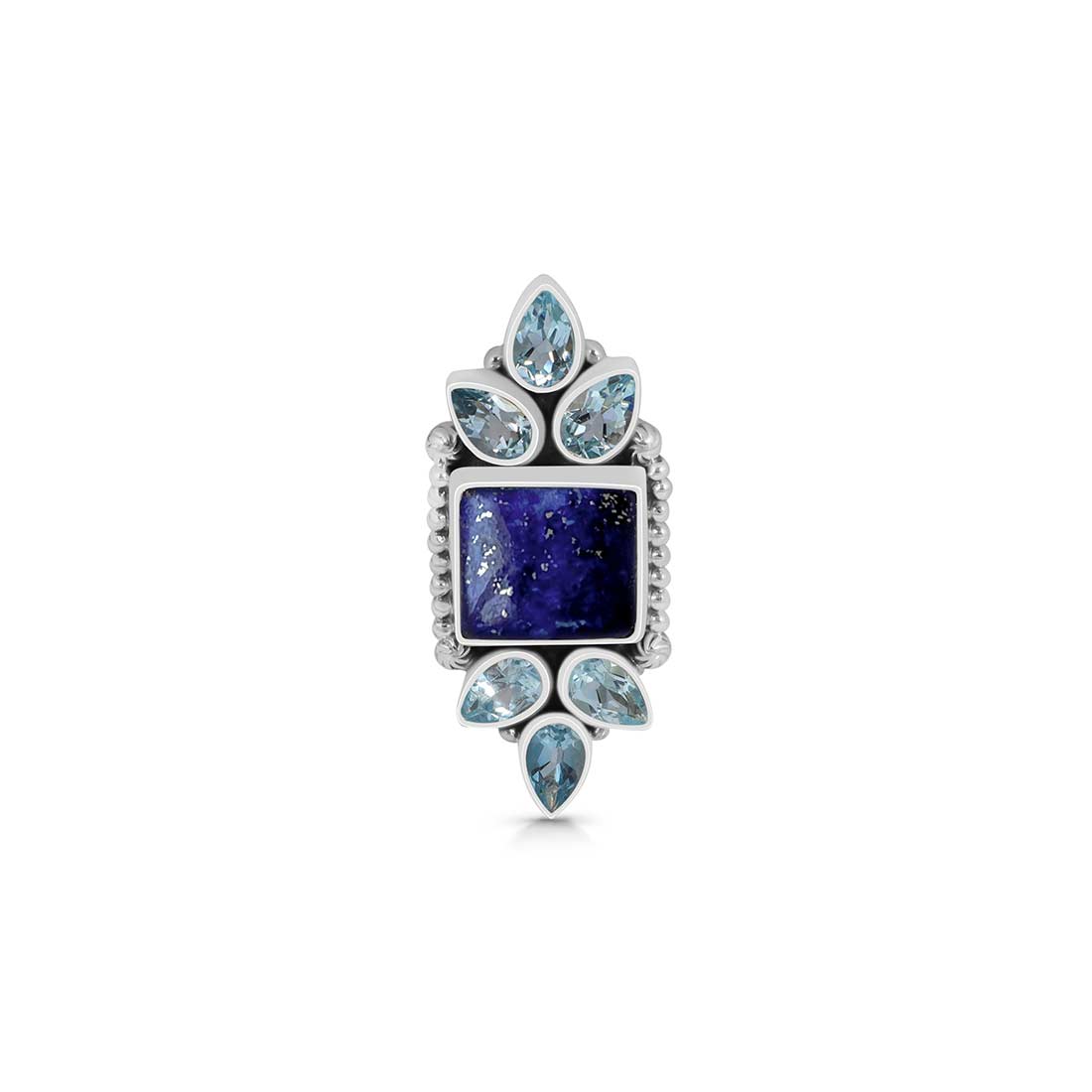 Lapis Lazuli And Blue Topaz Adjustable Ring-(LLP-CLS-12.)