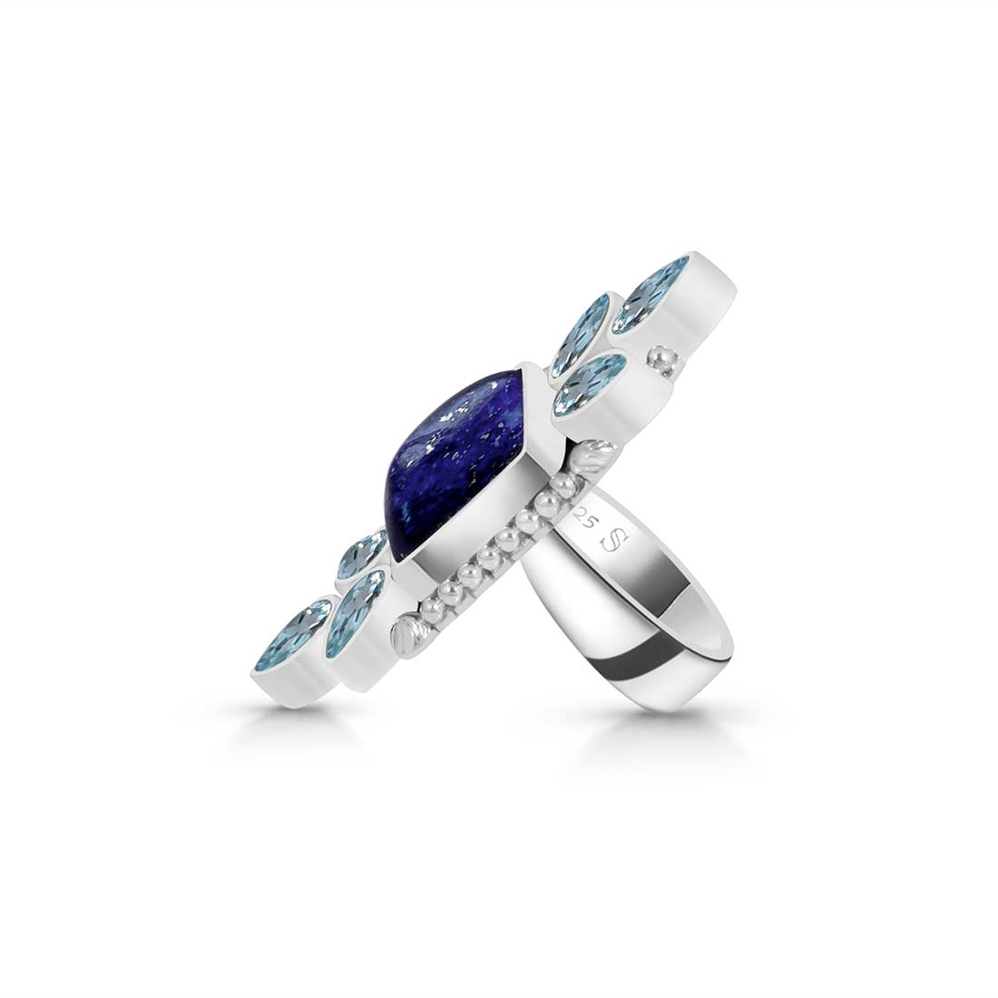 Lapis Lazuli And Blue Topaz Adjustable Ring-(LLP-CLS-12.)