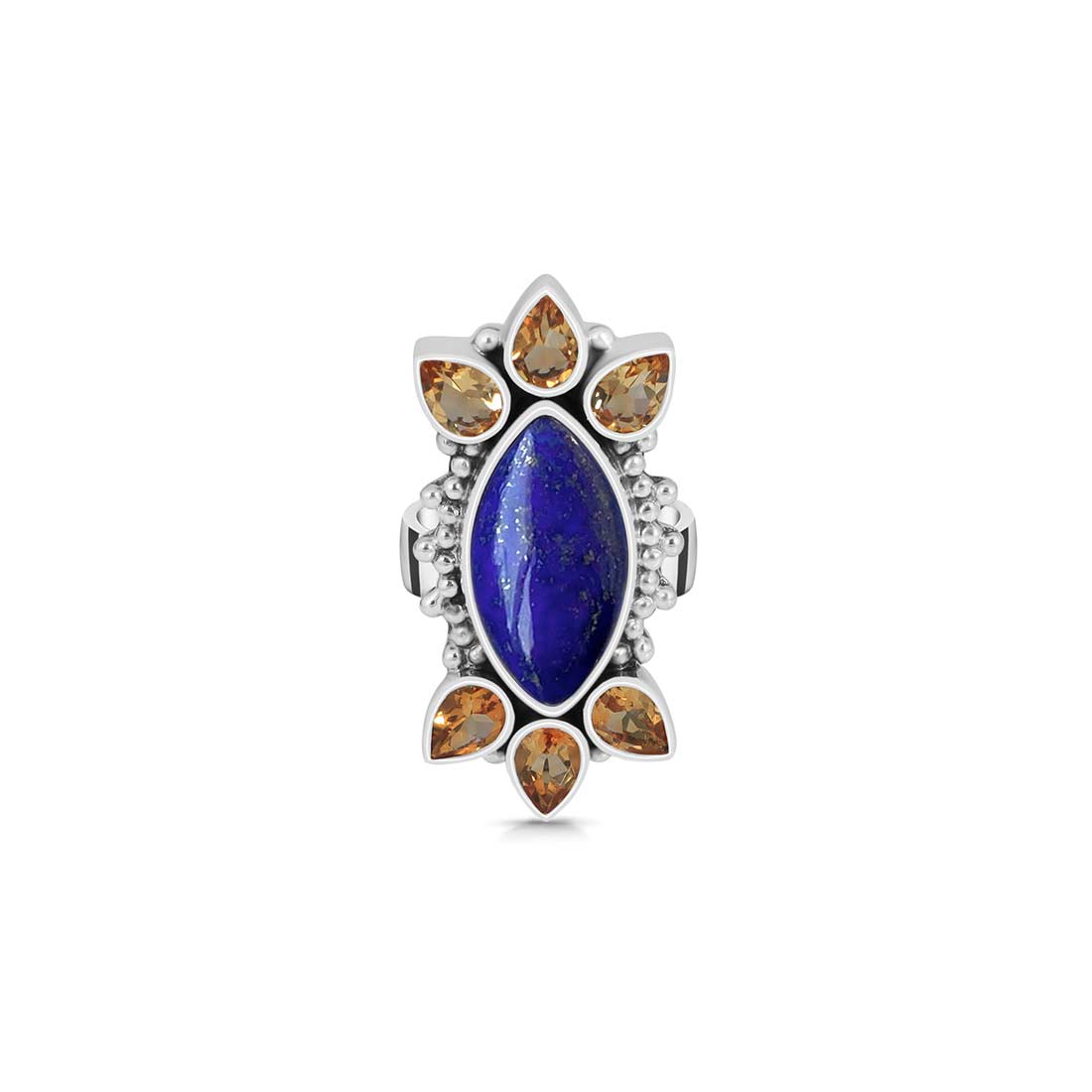 Lapis Lazuli Citrine Adjustable Ring-(LLP-CLS-15.)