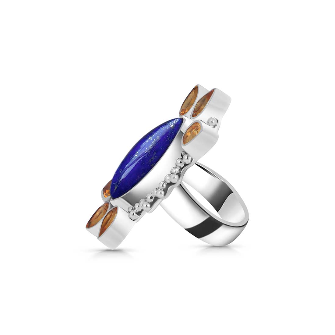 Lapis Lazuli Citrine Adjustable Ring-(LLP-CLS-15.)