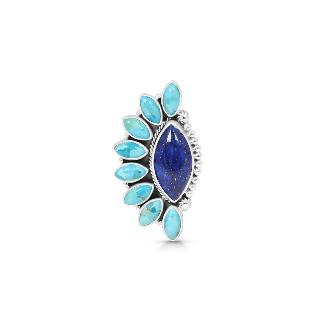 Lapis Lazuli And Turquoise Adjustable Ring-(LLP-CLS-3.)