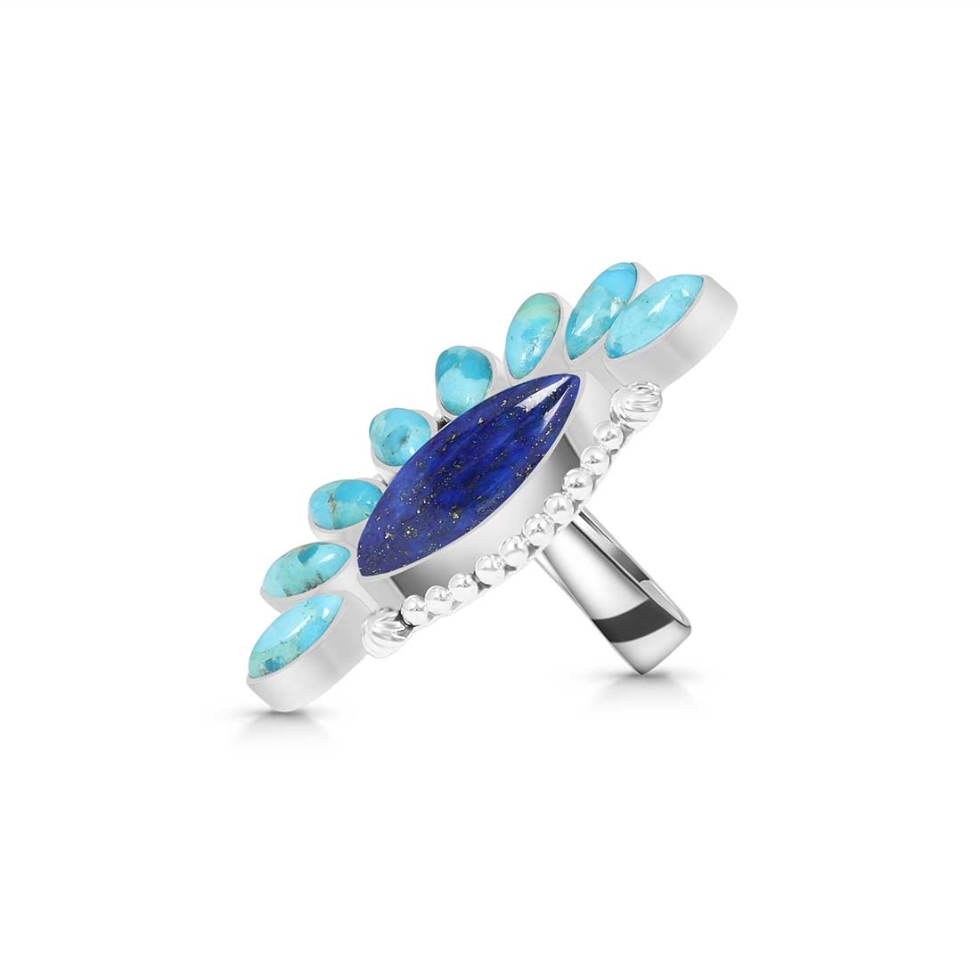 Lapis Lazuli And Turquoise Adjustable Ring-(LLP-CLS-3.)