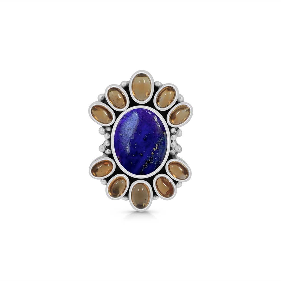 Lapis Lazuli Citrine Adjustable Ring-(LLP-CLS-4.)