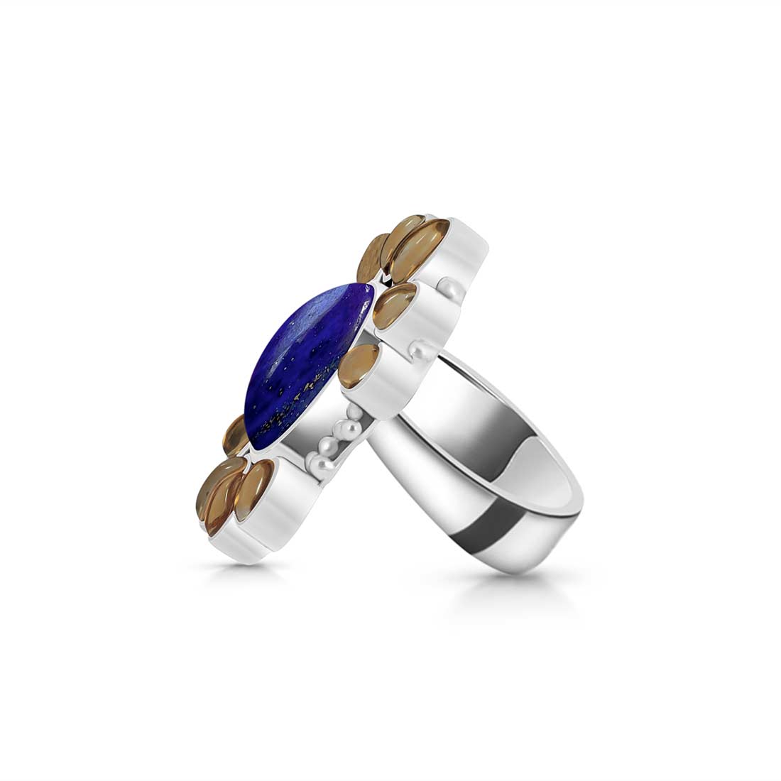 Lapis Lazuli Citrine Adjustable Ring-(LLP-CLS-4.)