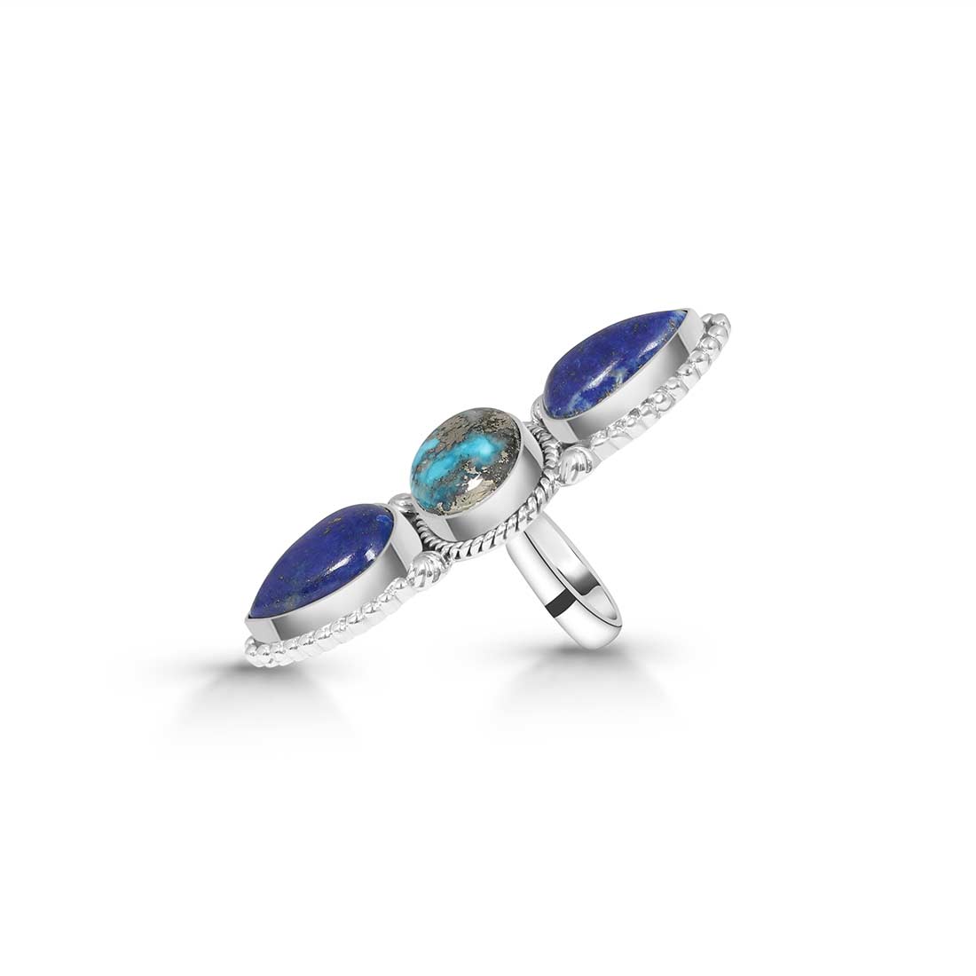 Lapis Lazuli And Turquoise Adjustable Ring-(LLP-CLS-6.)