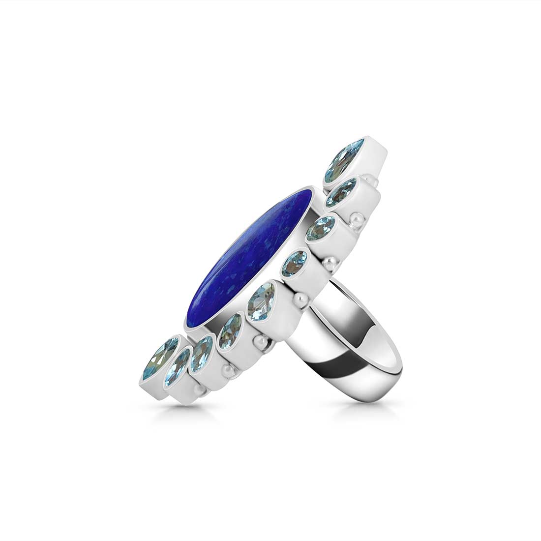 Lapis Lazuli And Blue Topaz Adjustable Ring-(LLP-CLS-8.)