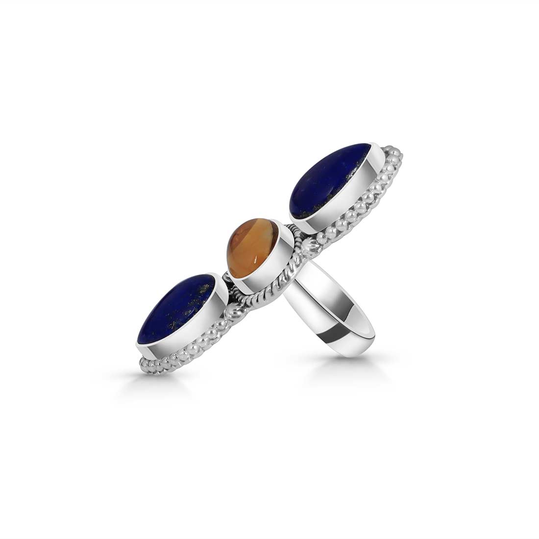 Lapis And Citrine Crawler Statement Adjustable Ring-(LLP-CLS-2.)