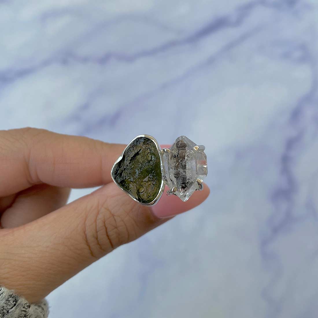 Moldavite Adjustable Ring-(MLD-R-10.)