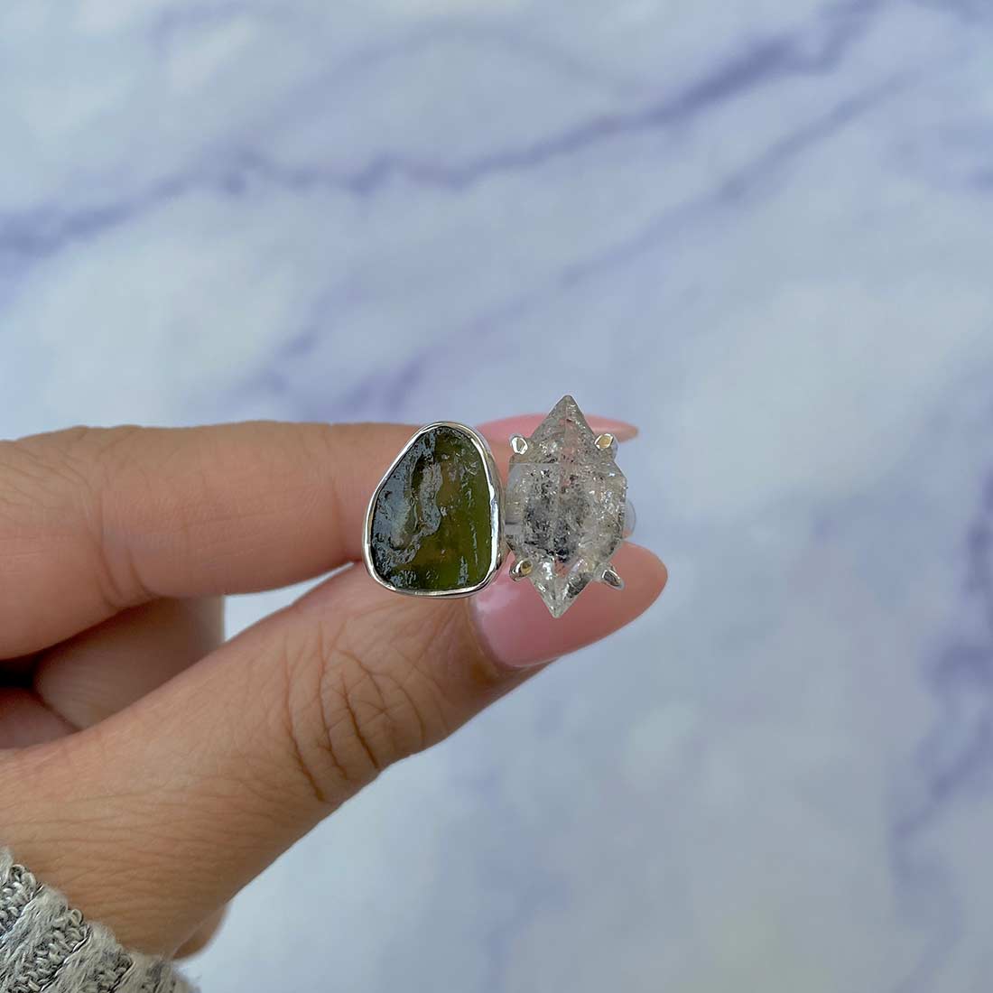 Moldavite Adjustable Ring-(MLD-R-12.)