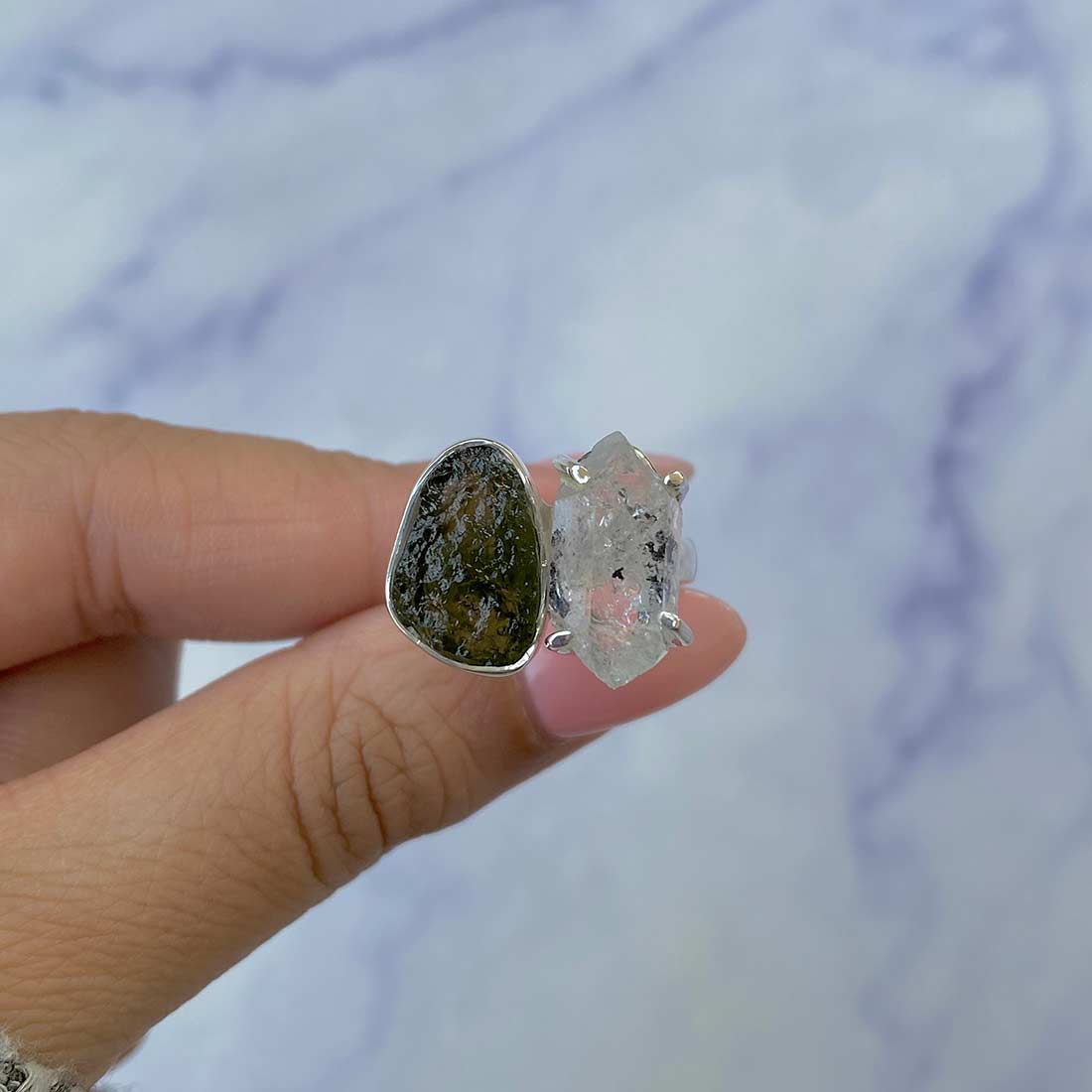 Moldavite Adjustable Ring-(MLD-R-18.)