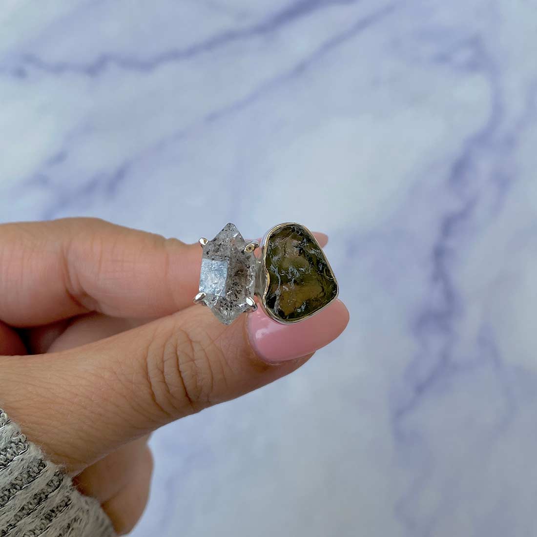 Moldavite Adjustable Ring-(MLD-R-19.)