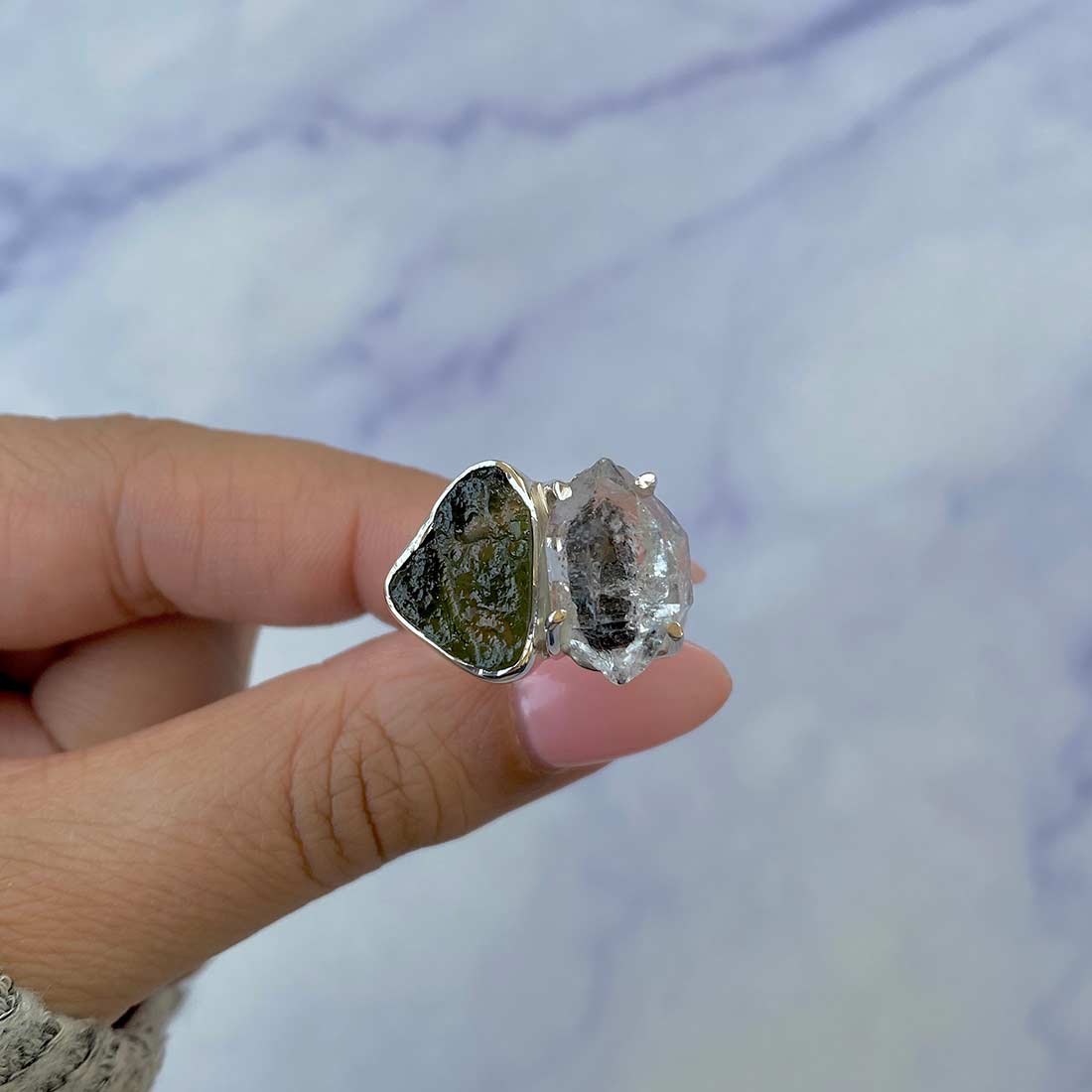 Moldavite Adjustable Ring-(MLD-R-4.)