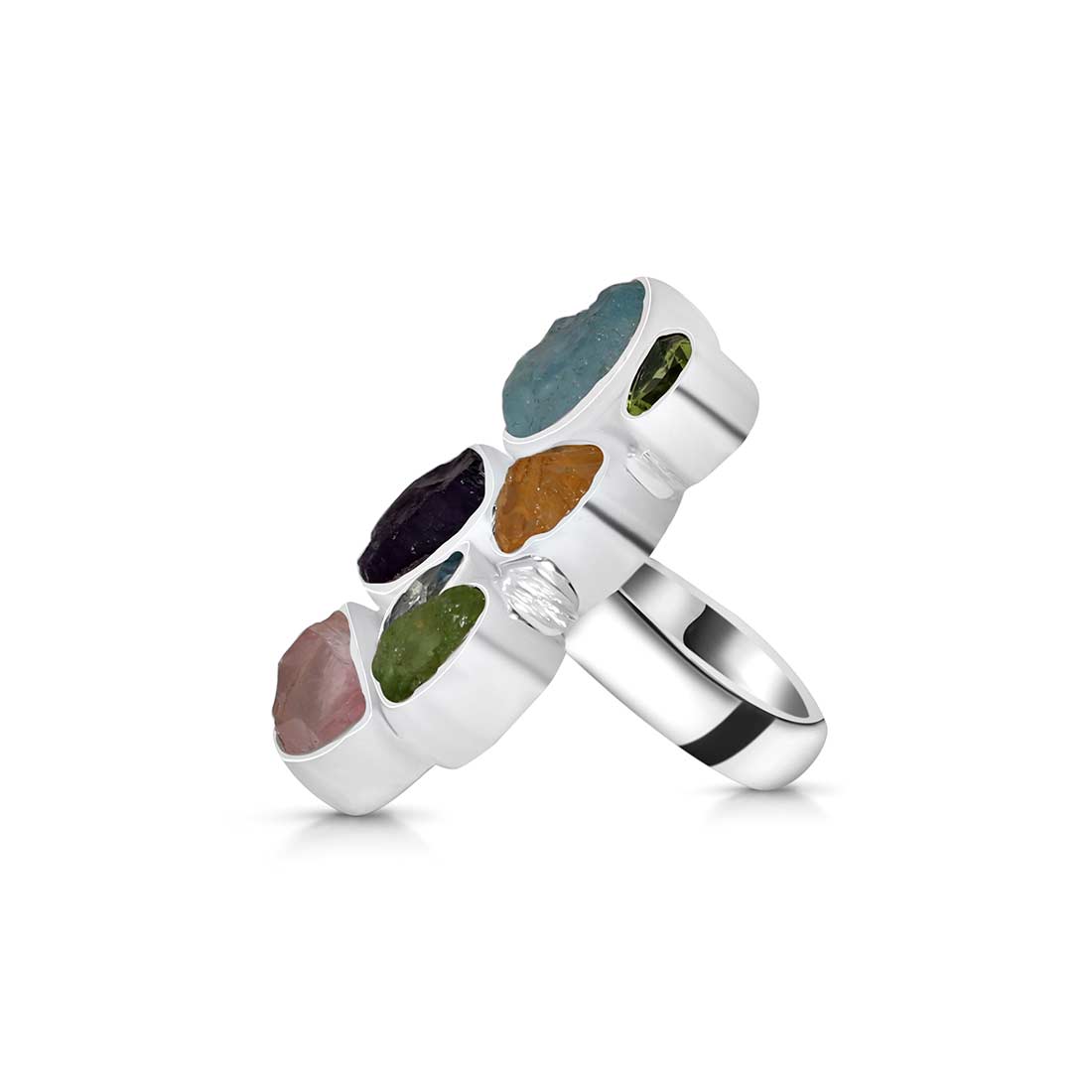 Multi Gemstone Adjustable Ring-(MLS-R-15.)