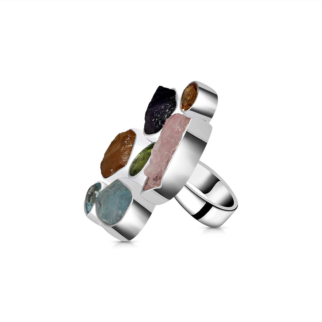 Multi Gemstone Adjustable Ring-(MLS-R-16.)