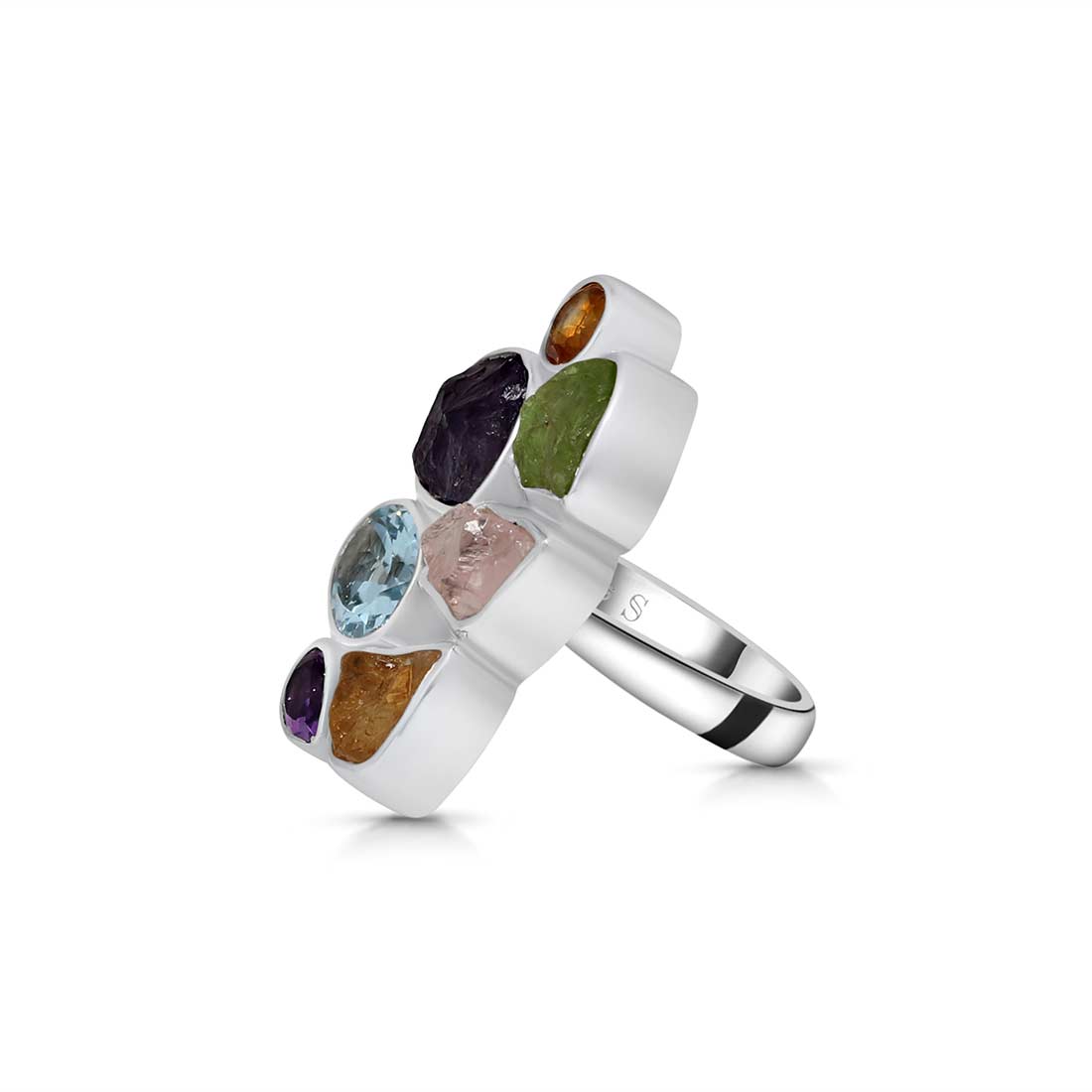 Multi Gemstone Adjustable Ring-(MLS-R-25.)