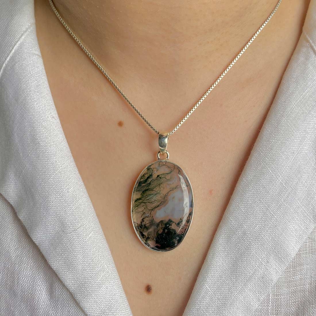 Moss Agate Pendant-(MOA-P-14.)