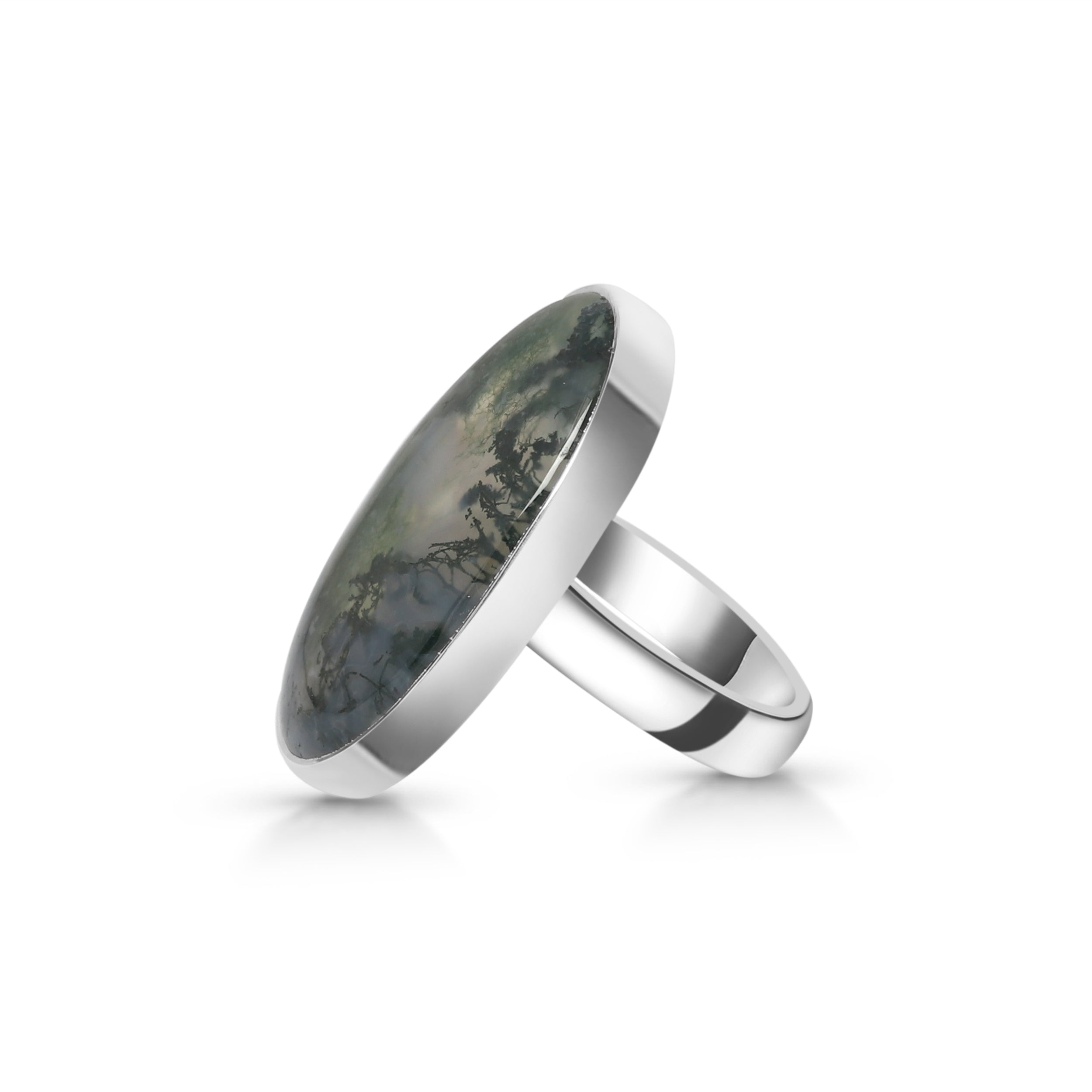 Moss Agate Adjustable Ring-(MOA-R-10.)