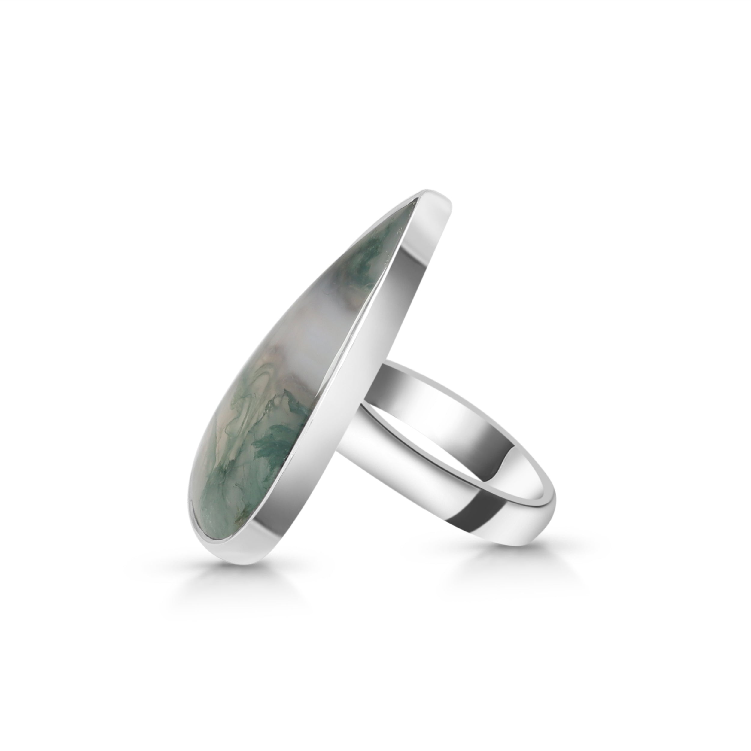 Moss Agate Adjustable Ring-(MOA-R-12.)