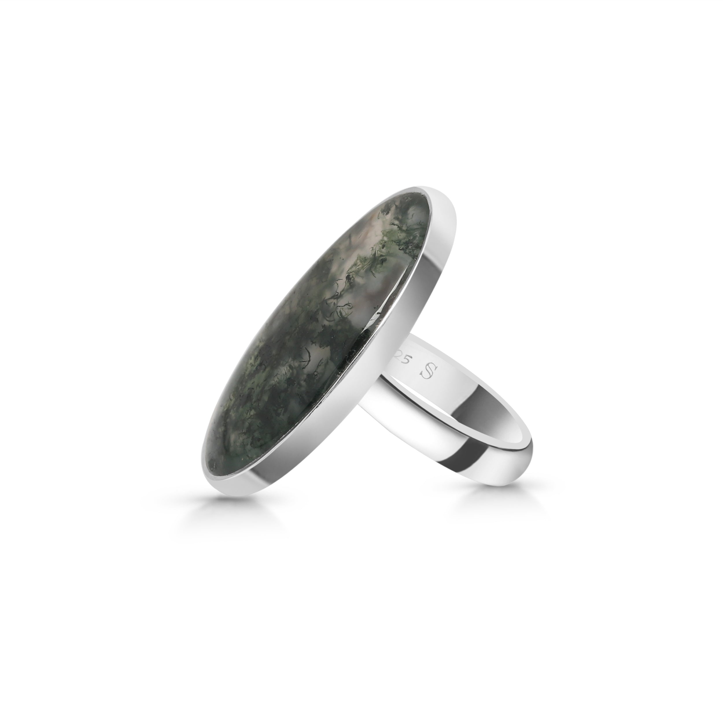 Moss Agate Adjustable Ring-(MOA-R-14.)