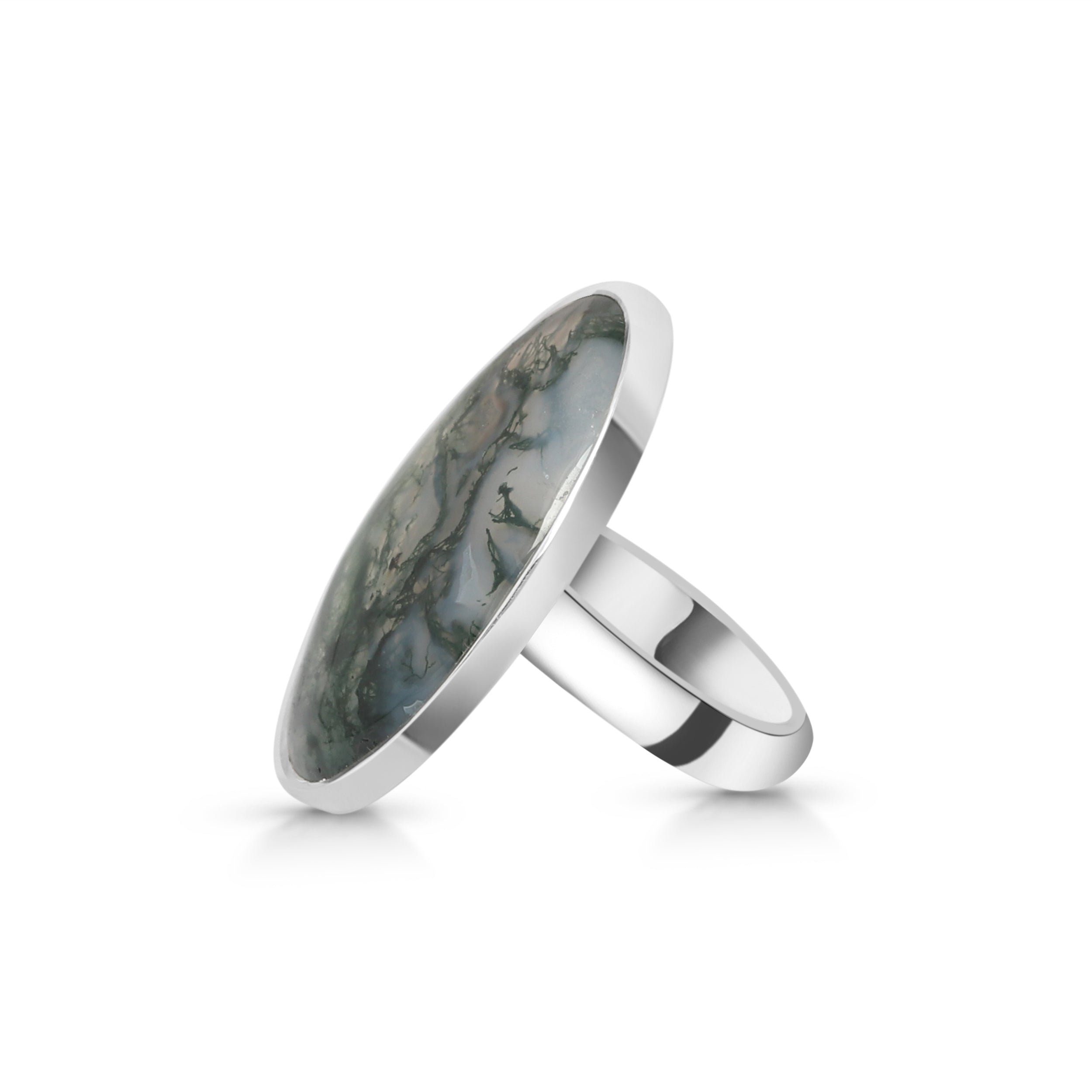 Moss Agate Adjustable Ring-(MOA-R-15.)