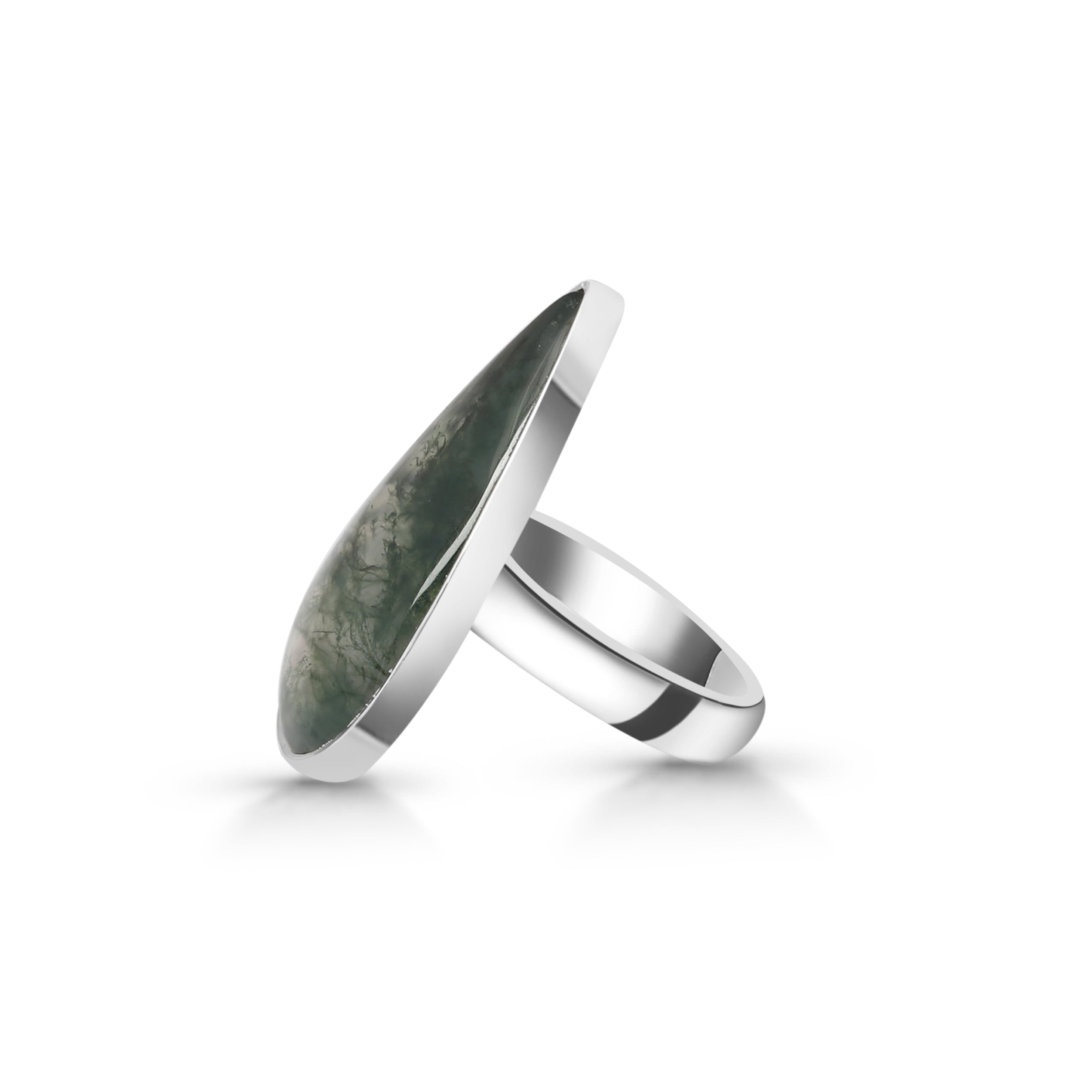 Moss Agate Adjustable Ring-(MOA-R-18.)