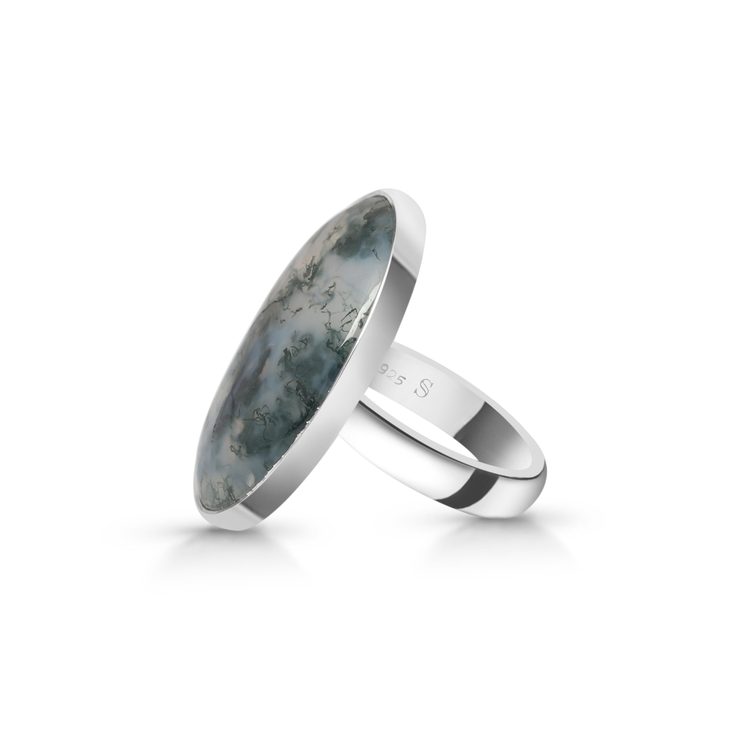 Moss Agate Adjustable Ring-(MOA-R-22.)